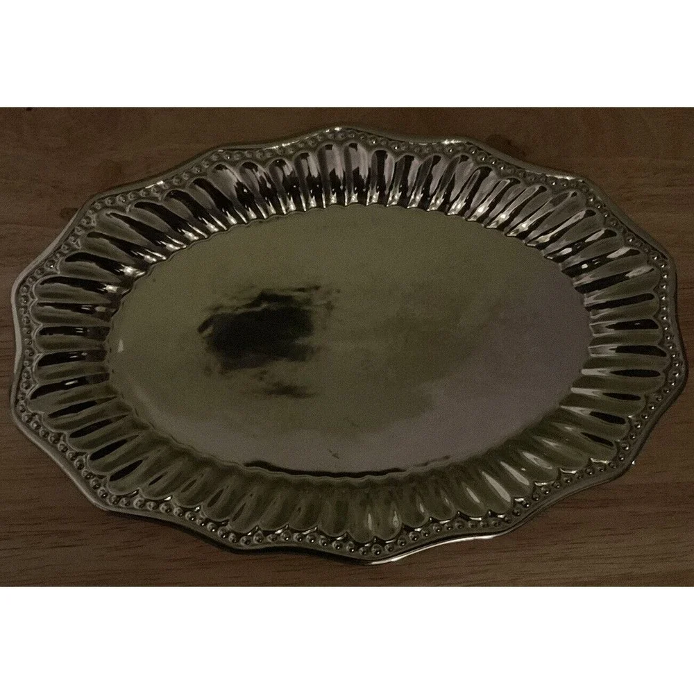 Silverado Lusterware Godinger Silver Plated Cream And Suger Bowls With‎ Platter